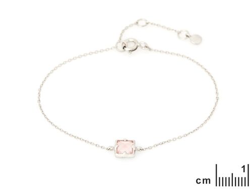 BRACELET QUARTZ ROSE 15,5-18,5CM ARGENT RHODIE 925/1000 ref: CJF-BR037-QR