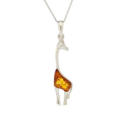 AMBER SILVER GIRAFFE PENDANT ref: GI-PE052R