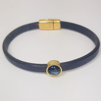 Timless gold leather bracelet jeans blue