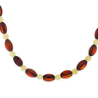 NECKLACE 45 cm AMBER OLIVE FACETED ref: NB48