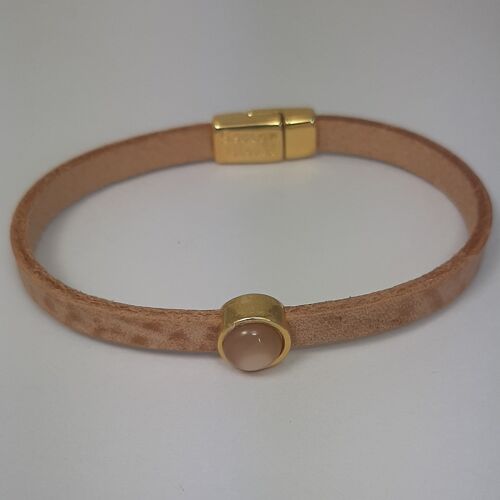 Timeless 24K vergulde leren armband vintage cognac