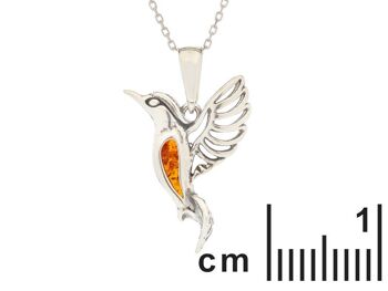 PENDENTIF COLIBRI ARGENT AMBRE ref: SA4046POR 2