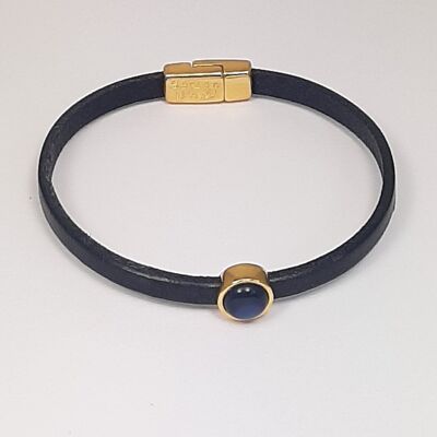 Bracelet intemporel en cuir doré bleu foncé
