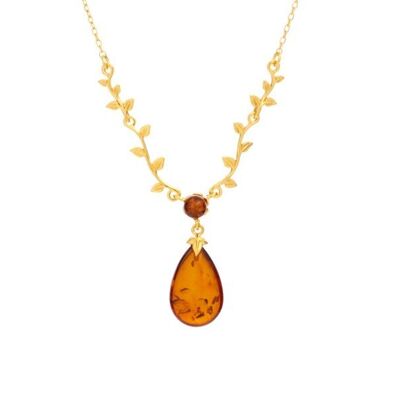 COLLIER ARGENT DORE AMBRE ref: GI-CL012D