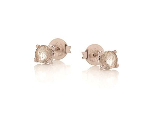 Boucles d'oreilles avec labradorite multicolore naturelle, en argent rhodié 925/1000 - CJF-BO066-LB