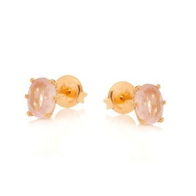 PINK QUARTZ SILVER GOLD EARRINGS ref: CJF-BO064-QR-D