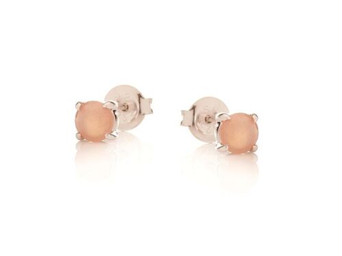 BOUCLES D'OREILLE PIERRE DE LUNE ROSE ARGENT ref: CJF-BO066-PLR