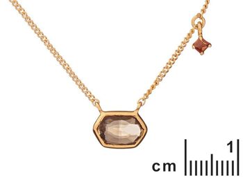 COLLIER 42+3CM QUARTZ FUME, GRENAT ARGENT DORE ref: CJF-CL074D 2