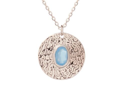 Collier avec calcédoine bleue, en argent rhodié 925/1000, longueur 42 + 3 cm - CJF-CL055