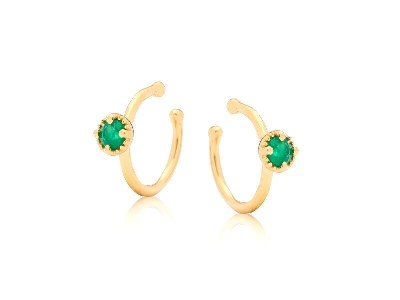 Piercing con onice verde naturale, in argento dorato 925/1000 - CJF-BO068-ONV-D