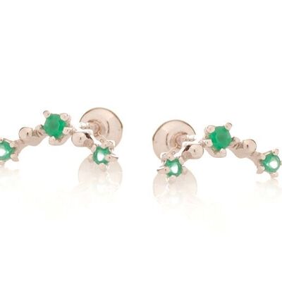 BOUCLES D'OREILLE ONY VERTE ARGENT ref: CJF-BO072-ONV