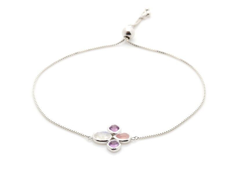 Pulsera con piedras multicolores, plata 925/1000 rodiada, longitud máxima 25 cm - CJF-BR050