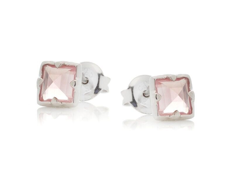 Ohrringe mit natürlichem Rosenquarz, aus 925/1000 rhodiniertem Silber – CJF-BO037-QR