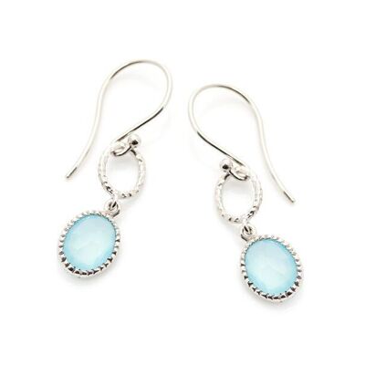 Boucles d'oreilles avec calcédoine bleue naturelle, en argent rhodié 925/1000 - CJF-BO051