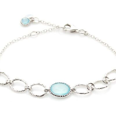 BRACELET 15-18CM CALCEDOINE AQUA 79 ARGENT ref: CJF-BR051