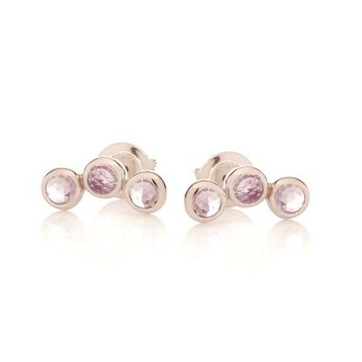 Boucles d'oreilles avec améthyste violette naturelle, en argent rhodié 925/1000 - CJF-BO062