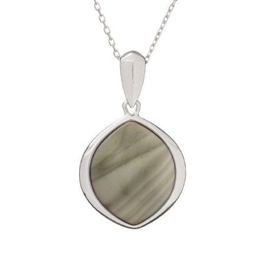 RHODIUM SILVER STRIPED FLINT PENDANT ref: CSA-PE050