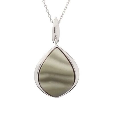 RHODIUM SILVER STRIPED FLINT PENDANT ref: CSA-PE051