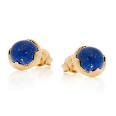 Orecchini con lapislazzuli blu naturali, in argento dorato 925/1000 - CJF-BO079D