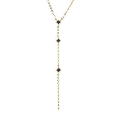 NECKLACE 42+3CM LAPIS LAZULI SILVER GILT ref: CJF-CL081D