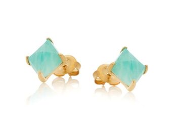 BOUCLES D'OREILLE AMAZONITE 810 ARGENT DORE ref: CJF-BO083D 1