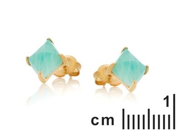 BOUCLES D'OREILLE AMAZONITE 810 ARGENT DORE ref: CJF-BO083D 2