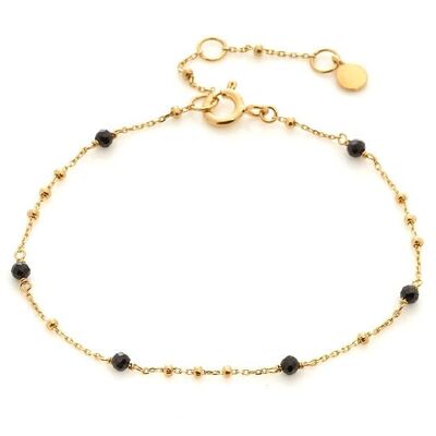 BRACCIALE 15.5-18.5CM SPINELLO NERO ORO ARGENTO ref: CJF-BR084D