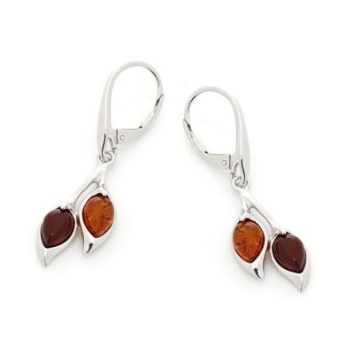 Earrings with multi-colored Baltic amber, rhodium-plated silver 925/1000 - SA0810EOR