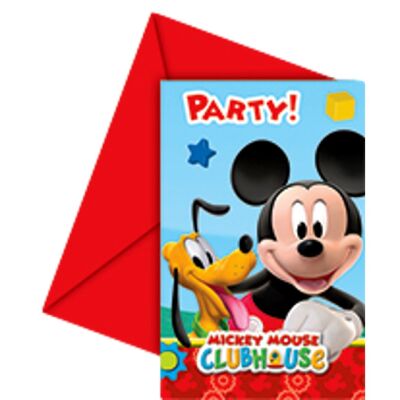 6 Mickey-Einladungen und Umschläge