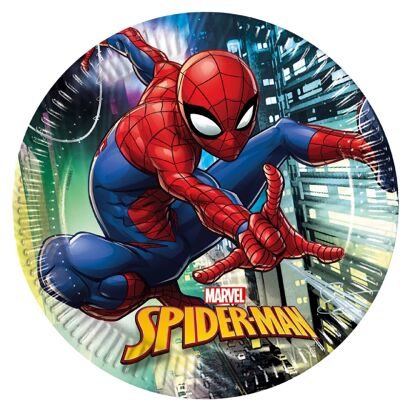 Spiderman Marvel 8 Platos De Cartón 23Cm