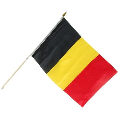 Bandiera del Belgio con bastone in legno