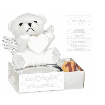 Silver Gift Box Bear German Message