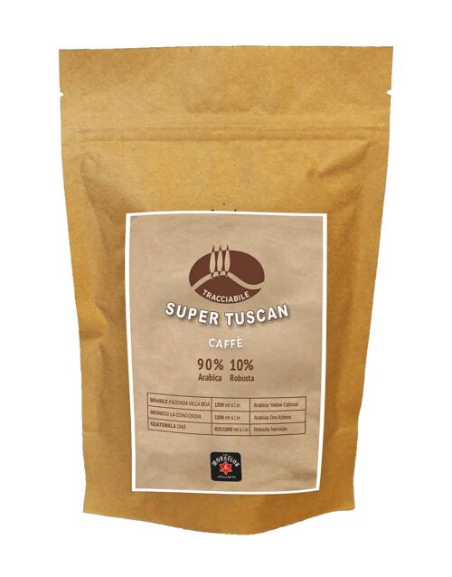 Super Tuscan tracciabile Miscela 90% Arabica 10% Beans, Bag 250g