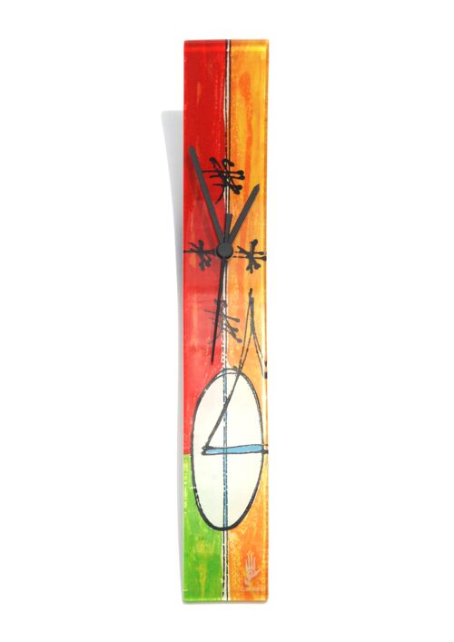 Geometry Red-Green Glass Wall Clock 6X41 Cm