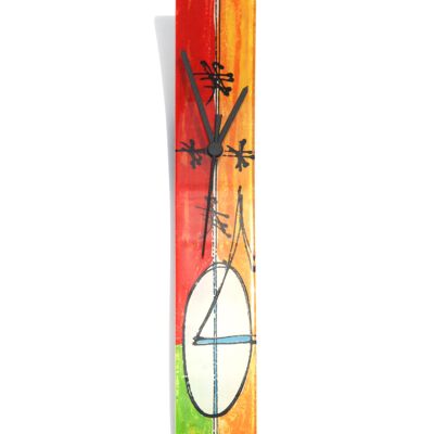 Horloge murale en verre géométrie rouge-vert 6x41 Cm