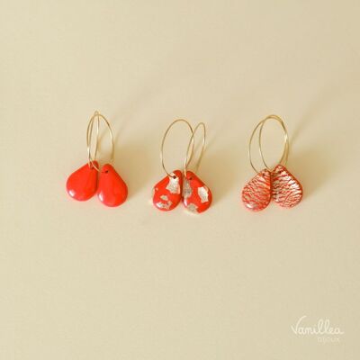 CLEM earrings trio in red polymer