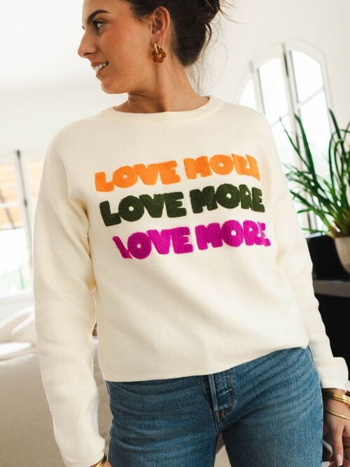 Pull ANGELINA Ecru brodé "Love More"