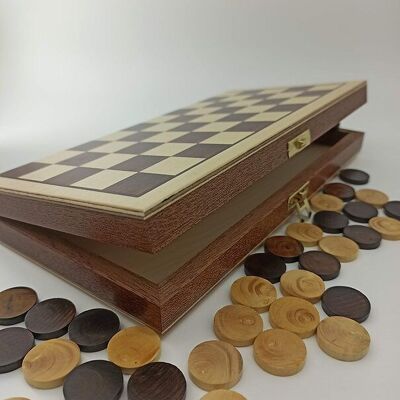 Jeux de dames - Coffret pliant en bois