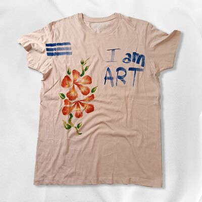 B.WANT.B Black Label T-shirt I am ART Pink Hand painted Unisex
