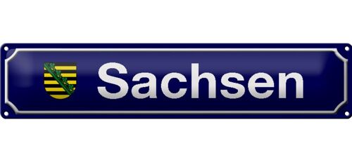 Blechschild Straßenschild 46x10cm Sachsen Wappen Dekoration