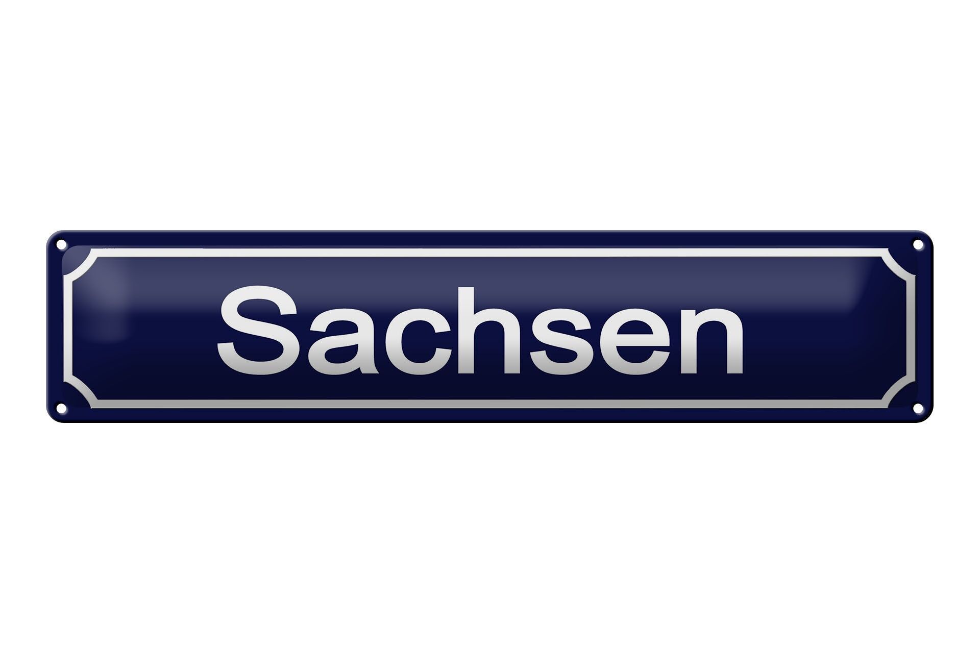 Insegna in metallo, cartello stradale, 46x10 cm, Sassonia, insegna decorativa blu