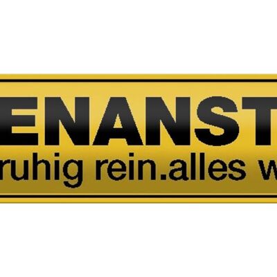 Blechschild Spruch 46x10cm Irrenanstalt komm ruhig rein Dekoration