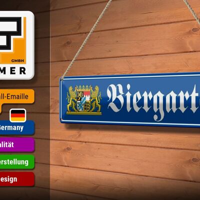 Blechschild Straßenschild 46x10cm Biergarten Oktoberfest Dekoration