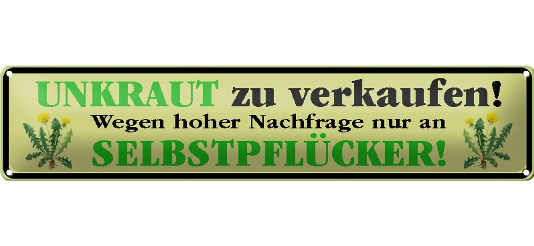 Cartel de chapa que dice 46x10 cm. Se vende hierba solo para decoración.