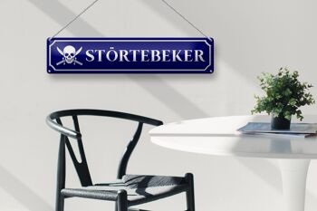 Plaque de rue en tôle 46x10cm Störtebeker avec décoration de crâne 3