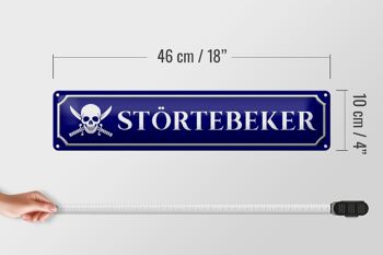 Plaque de rue en tôle 46x10cm Störtebeker avec décoration de crâne 4