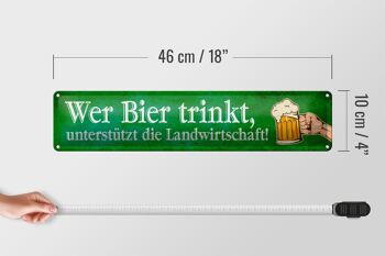 Plaque en tôle disant 46x10cm qui boit de la bière soutient la décoration 5