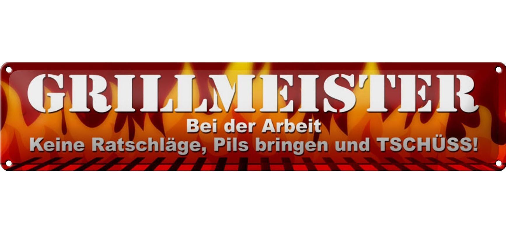Tin sign street sign 46x10cm grill master at work decoration