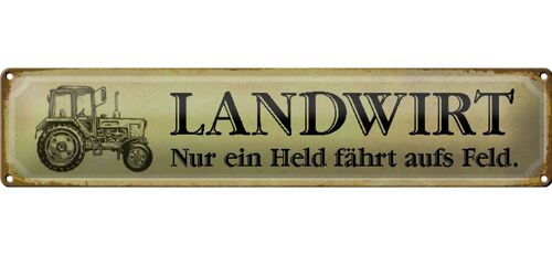 Blechschild Traktor 46x10cm Landwirt nur ein Held aufs Feld Dekoration