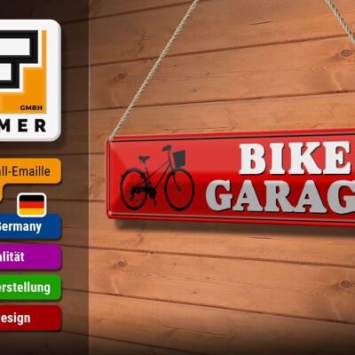 Blechschild Straßenschild 46x10cm Bike Garage Fahrrad Dekoration